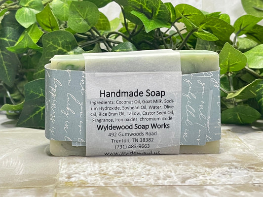 Back side of a bar of handmade soap